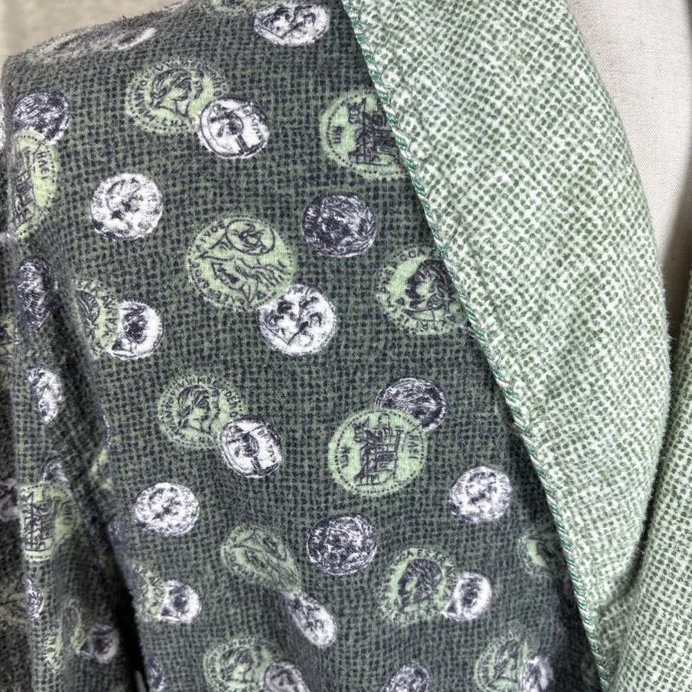 Pilgrim True Vintage 50s Blanket Robe Men L Flannel Sanforized Coins Green‎ Rare